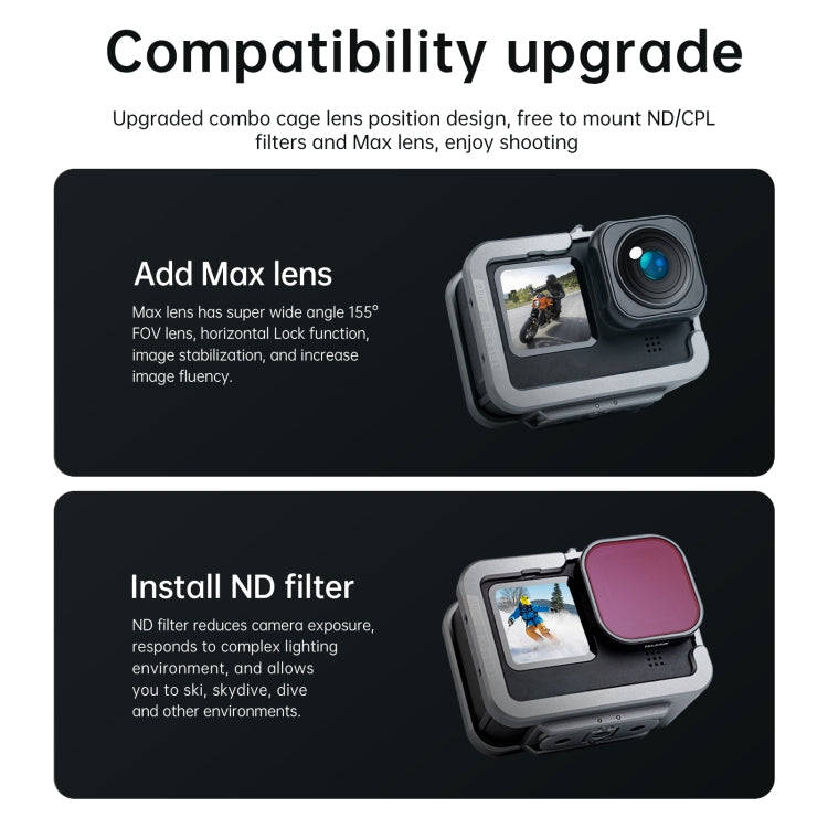 TELESIN Aluminium Alloy Frame Case For GoPro Hero11 Black / HERO10 Black / HERO9 Black ,Spec: Ver...