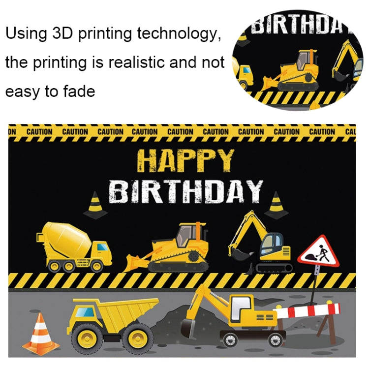 1.2m x 0.8m Construction Vehicle Series Happy Birthday Photography Background Cloth(12009897)