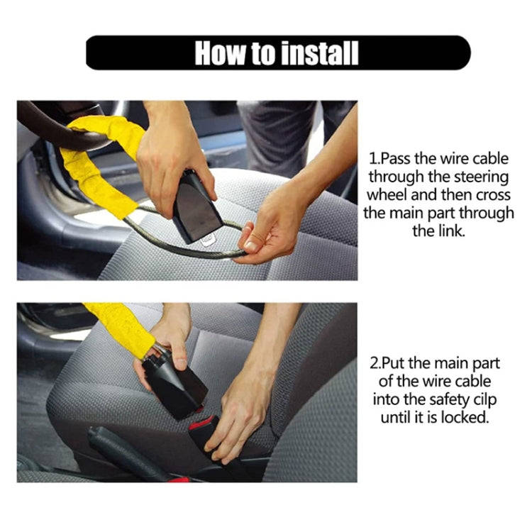 S308 Car Steering Wheel Wire Rope Lock Security Anti-theft Locks(Black)