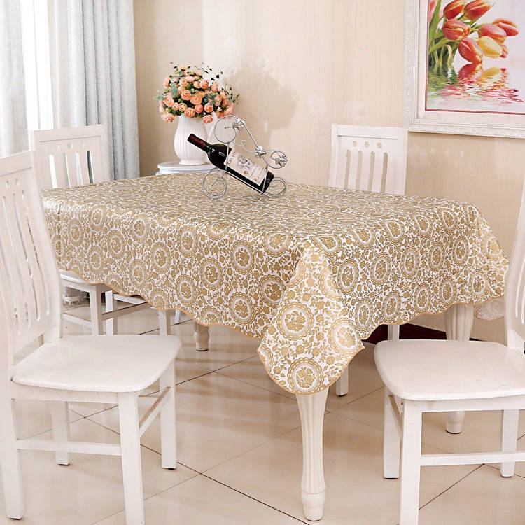 PEVA Oil&Water Resistant Coffee Table Tablecloth, Size: 152x152cm(Bronzing)