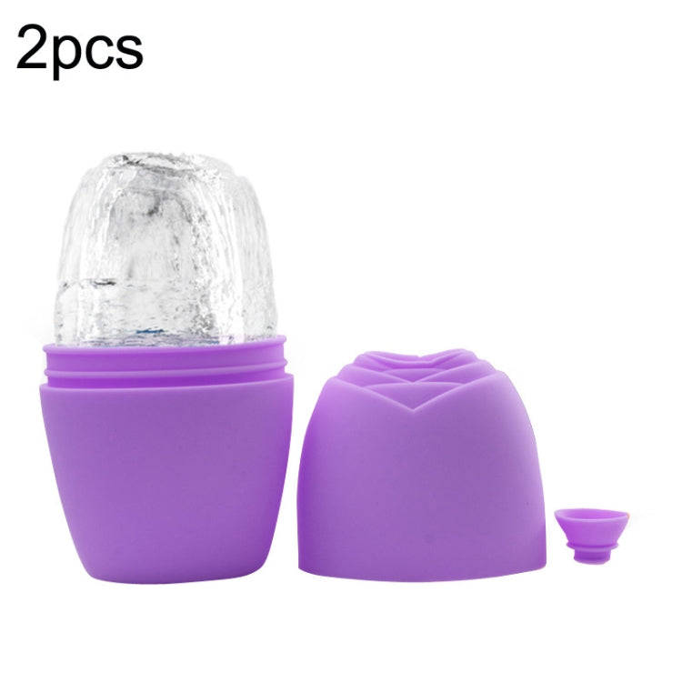 2pcs L-03-01 Face Ice Apparatus Massage Ice Roller Beauty Makeup Silicone Face Ice Tray(Charm Pur...