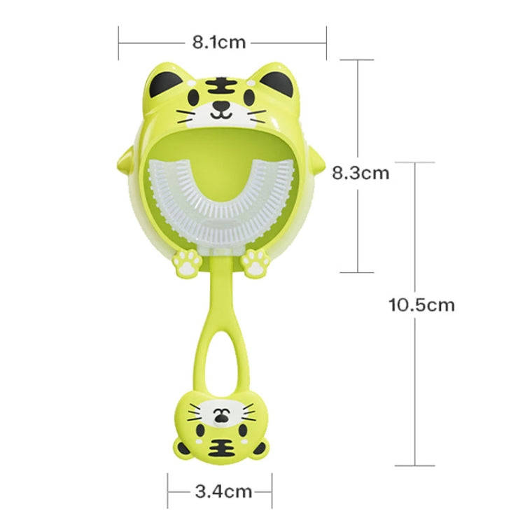 S8 2pcs Children Cartoon Animal Manual U-shaped Silicone Toothbrush for 2-12 Years Old(Pink Frog)