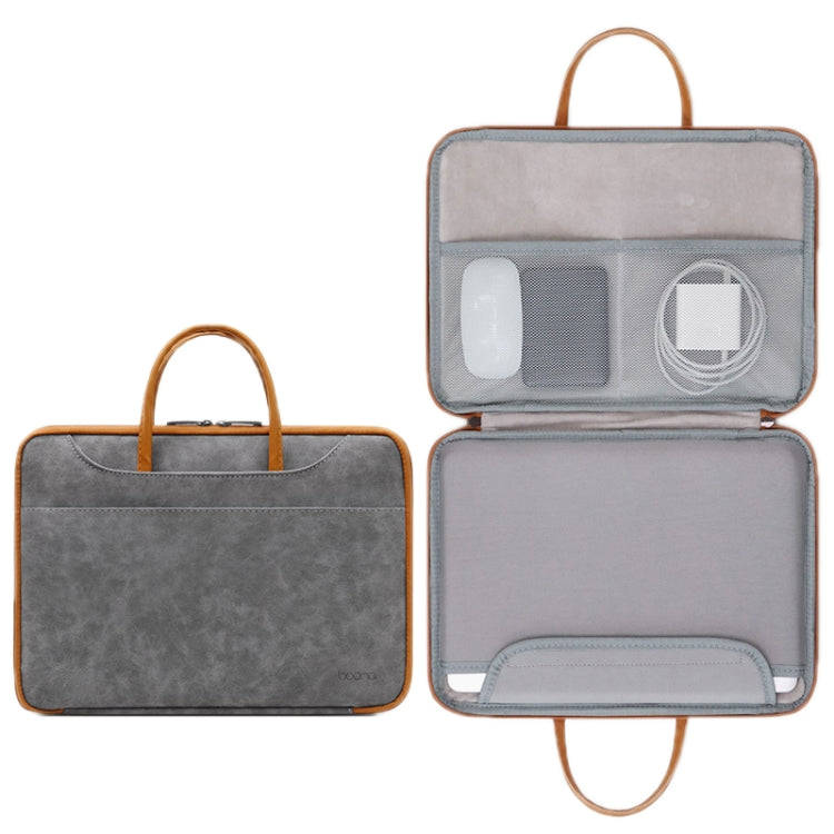 Baona Leather Fully Open Portable Waterproof Computer Bag, Size: 15/15.6/16 inches(Gray Brown)