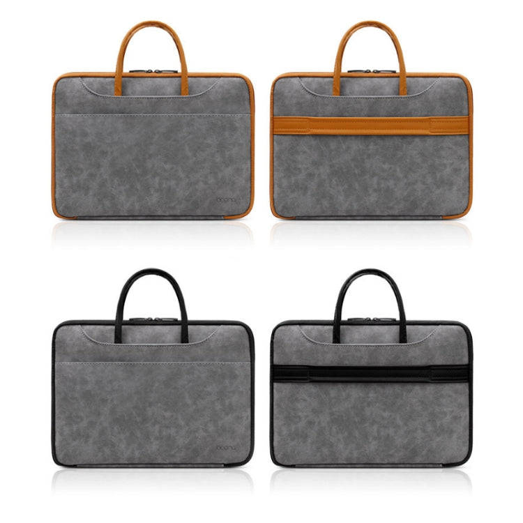 Baona Leather Fully Open Portable Waterproof Computer Bag, Size: 15/15.6/16 inches(Gray Brown)