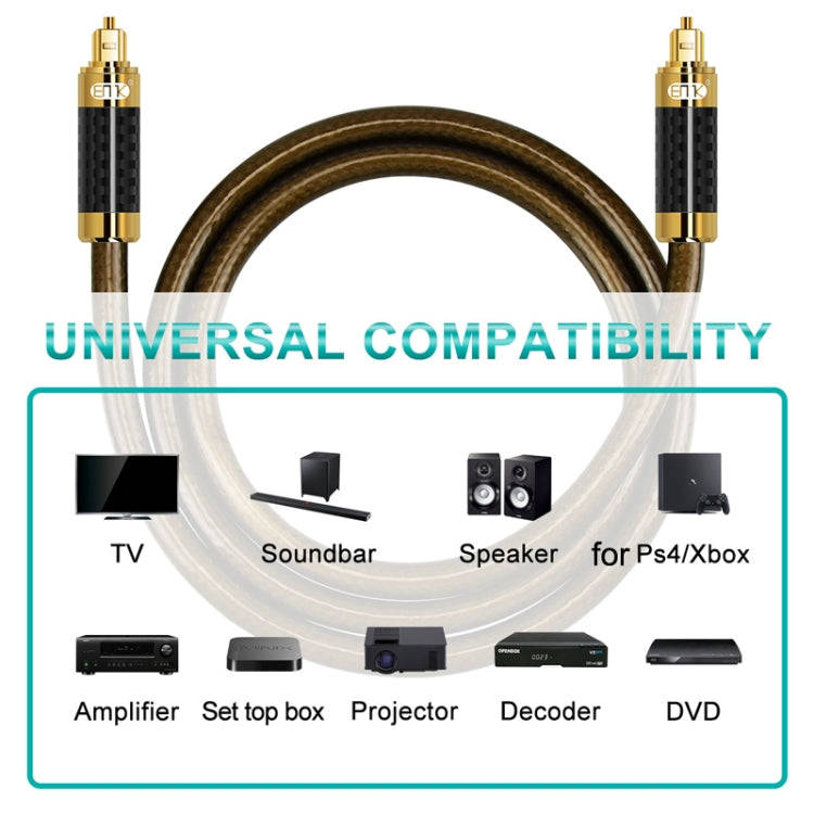 EMK GM/A8.0 Digital Optical Fiber Audio Cable Amplifier Audio Gold Plated Fever Line, Length: 3m(...