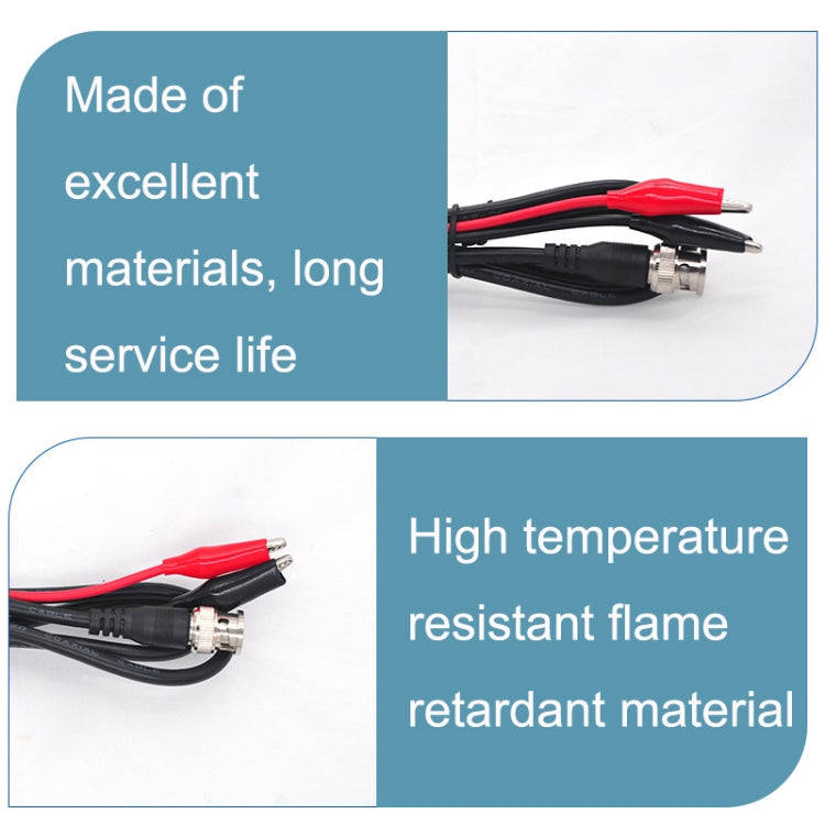 2pcs BNC To 2 x Crocodile Clips Double Head Coaxial Cable Video Cable, Length: 1.5m