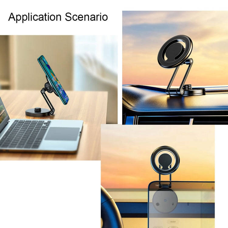 D27 Car Magnetic Telescopic Folding Navigation Mobile Phone Holder(Silver)