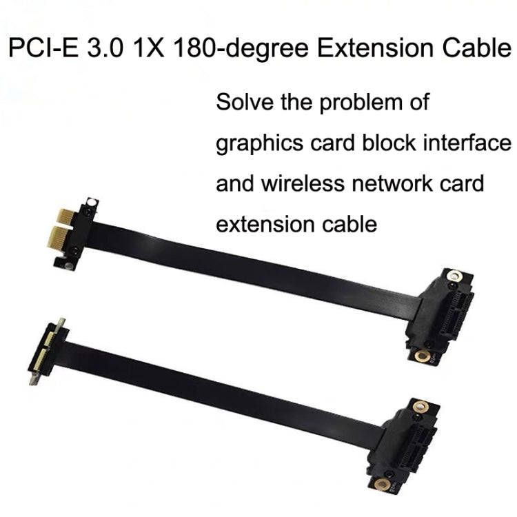 PCI-E 3.0 1X 180-degree Graphics Card Wireless Network Card Adapter Block Extension Cable, Length...