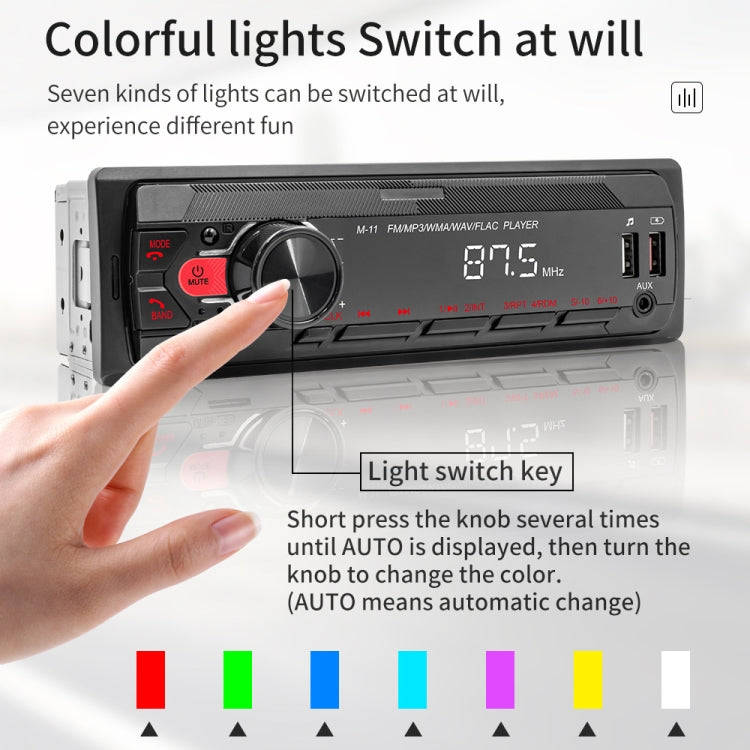 A3032 Car Bluetooth MP3 Player ISO Interface EQ Sound Effect Fast Charge Colorful Button Radio(Bl...
