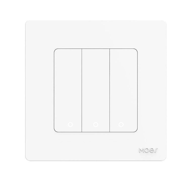 Tuya ZigBee Smart Single-fire Zero-fire Sharing Timing Voice Wall Switch EU Plug, Style: 3 Ways (...
