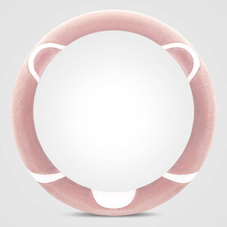 Car Steering Wheel Cartoon Short Fluff Handle Cover, Size: 38cm(Pink Round)