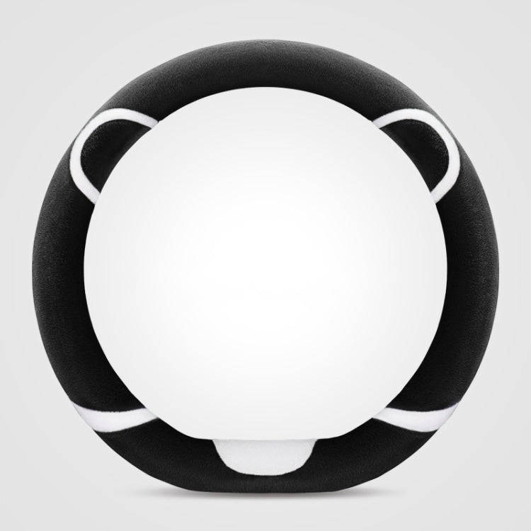 Car Steering Wheel Cartoon Short Fluff Handle Cover, Size: 38cm(Black D Shape)