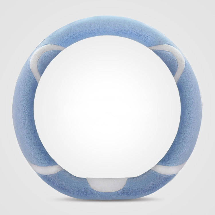 Car Steering Wheel Cartoon Short Fluff Handle Cover, Size: 38cm(Blue D Shape)