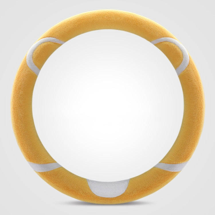 Car Steering Wheel Cartoon Short Fluff Handle Cover, Size: 38cm(Yellow Round)