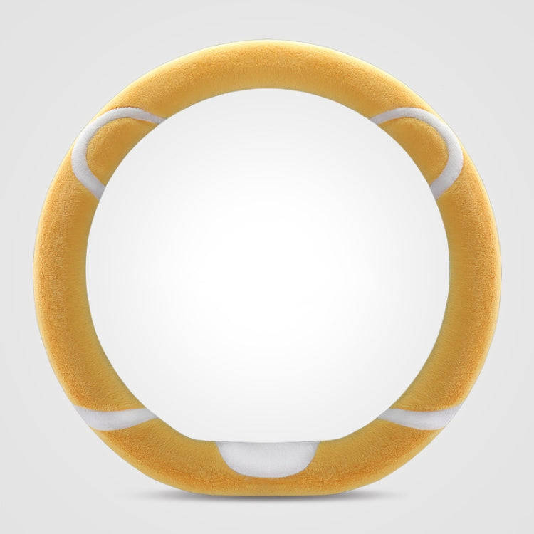 Car Steering Wheel Cartoon Short Fluff Handle Cover, Size: 38cm(Yellow D Shape)