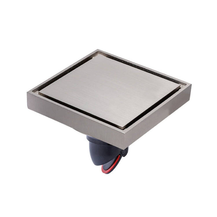 Bathroom Large Displacement Anti-odor Floor Drain, Style: K8014 Nickel Brushes+Black Straight Row