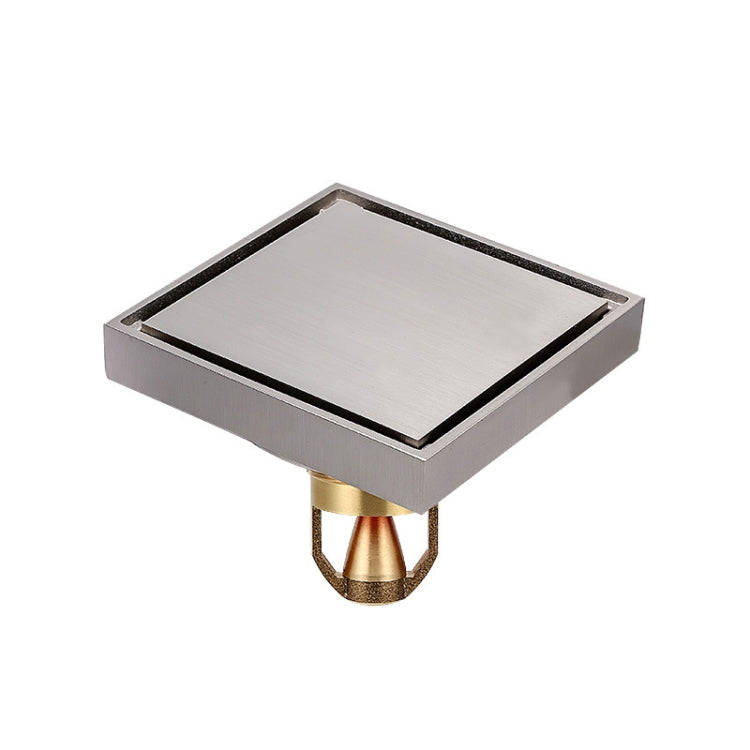 Bathroom Large Displacement Anti-odor Floor Drain, Style: K8014 Nickel Brushes+Magnetic Suspension