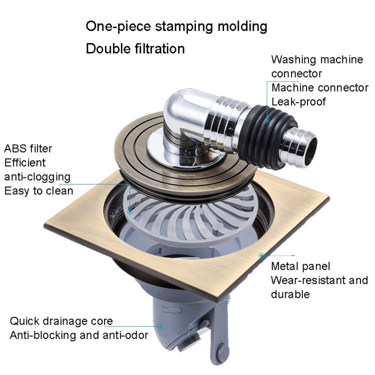 Washing Machine Using Full Copper Floor Drain(K6054 Nickel Brush+Plastic Single Bend+Straight Row)