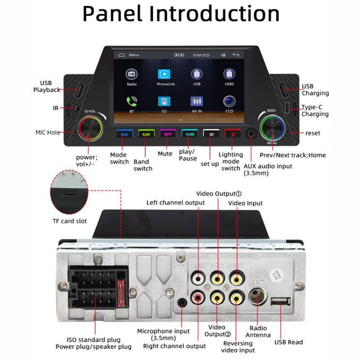 4.7 inch AUTO/CarPlay Navigation Bluetooth FM Radio Car MP5(161C)