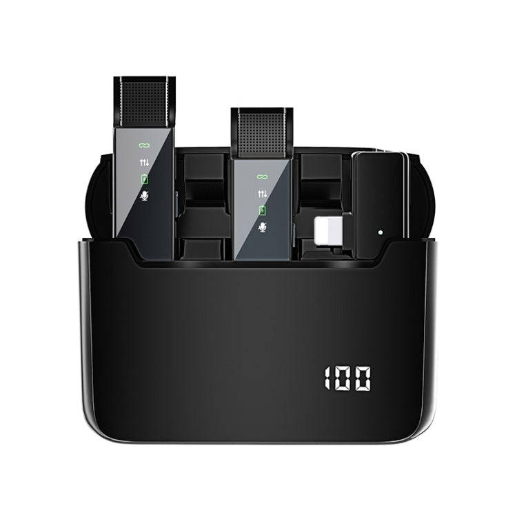S16-S One To Two Black Digital Display Wireless Lavalier Microphone With Charging Compartment,Spe...