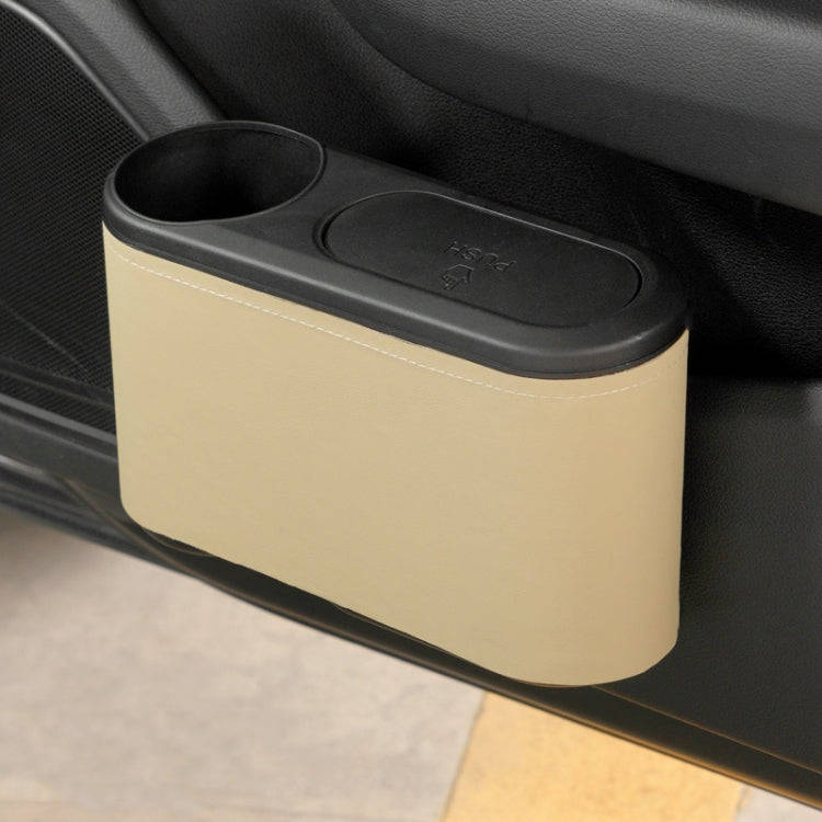 Car Seat Water Cup Holder Umbrella Storage Box Trash Can, Color: Beige Leather