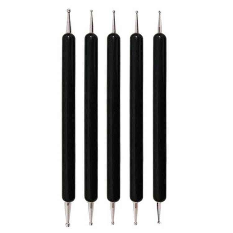 5pcs/set Pottery Tool Indentation Pen Manicure Point Drill Pen(Black)