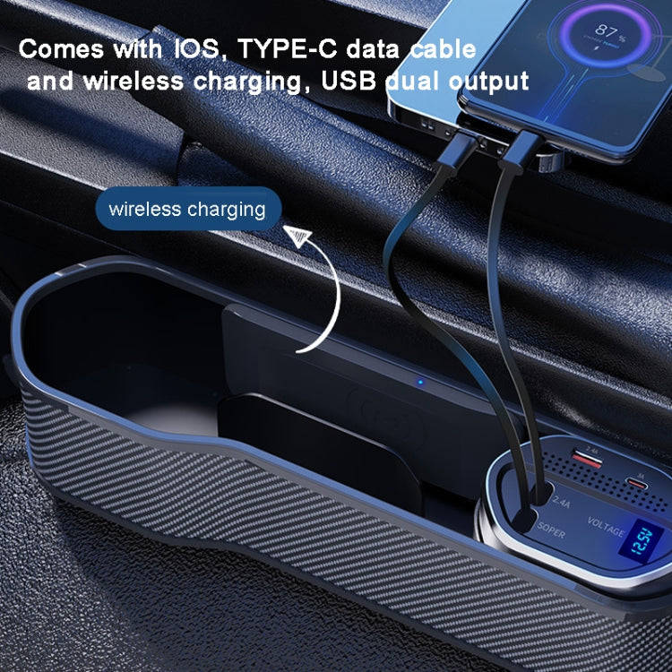 Vehicle Seat Gap Storage Box Organizer Front Seat Console Side Pocket ,Spec: No Wireless Charging...