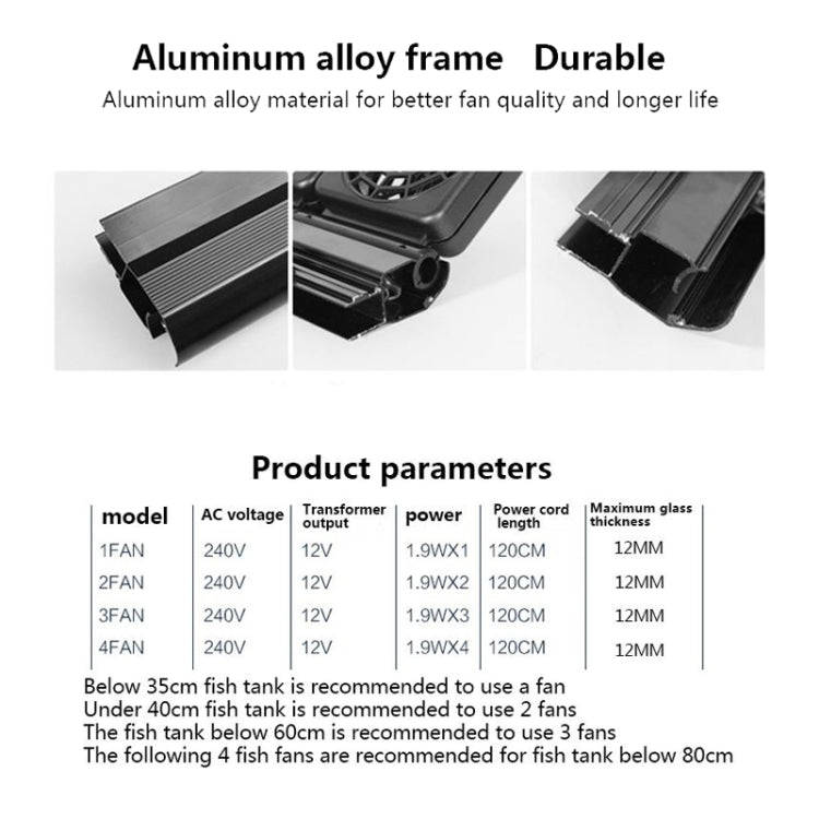 Fish Tank Cooling Fan Cooling Silent Aquarium Fan, Specification: 3 Head US Plug