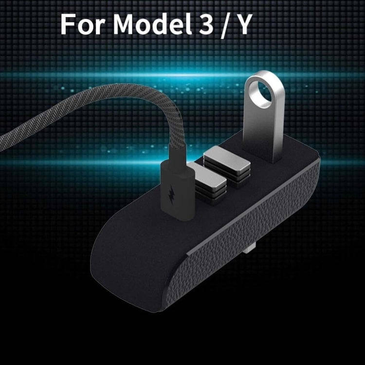 For Tesla Model 3/Y Car AH37 3 USB  +1 Type-C/USB-C Port Hub Docking Station(Black)