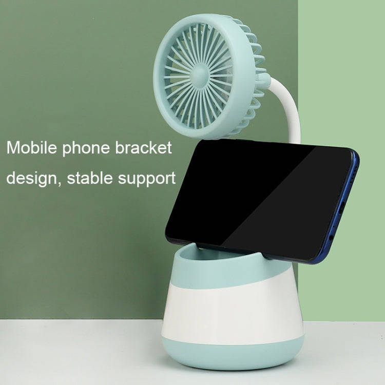 276A USB Charging Desktop Pen Holder Fan with Phone Holder Function Dormitory Portable Fan(Green)