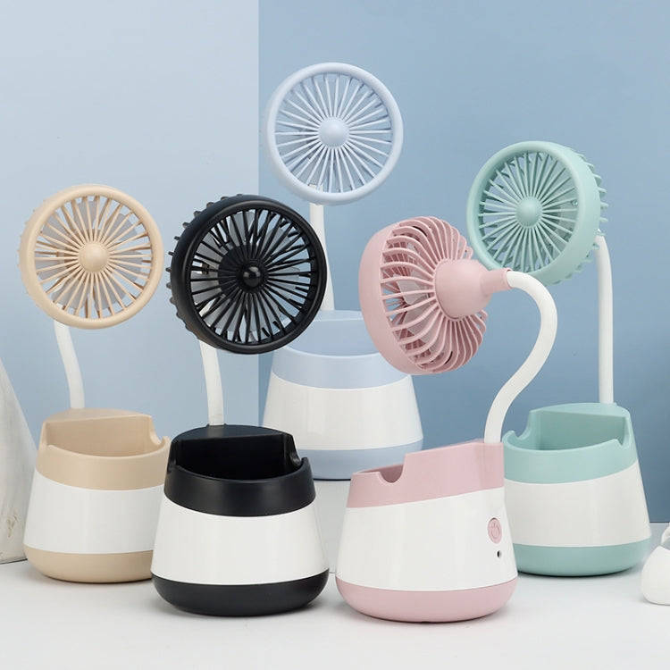 276A USB Charging Desktop Pen Holder Fan with Phone Holder Function Dormitory Portable Fan(Green)