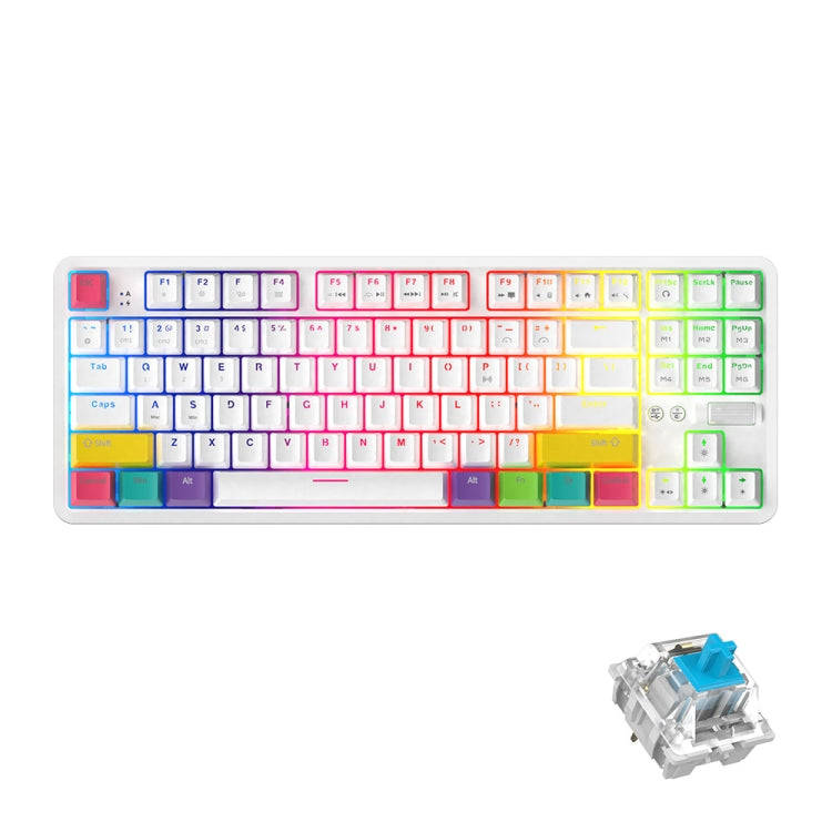 Ajazz K870T 87-Key Hot Swap Bluetooth/Wired Dual Mode RGB Backlight Office Game Mechanical Keyboa...
