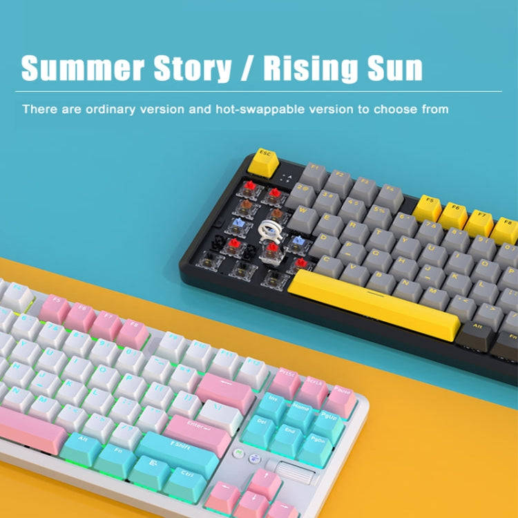 Ajazz K870T Pro 87 Keys Three Mode Wireless/Bluetooth/Wired Pluggable RGB Mechanical Keyboard Tea...