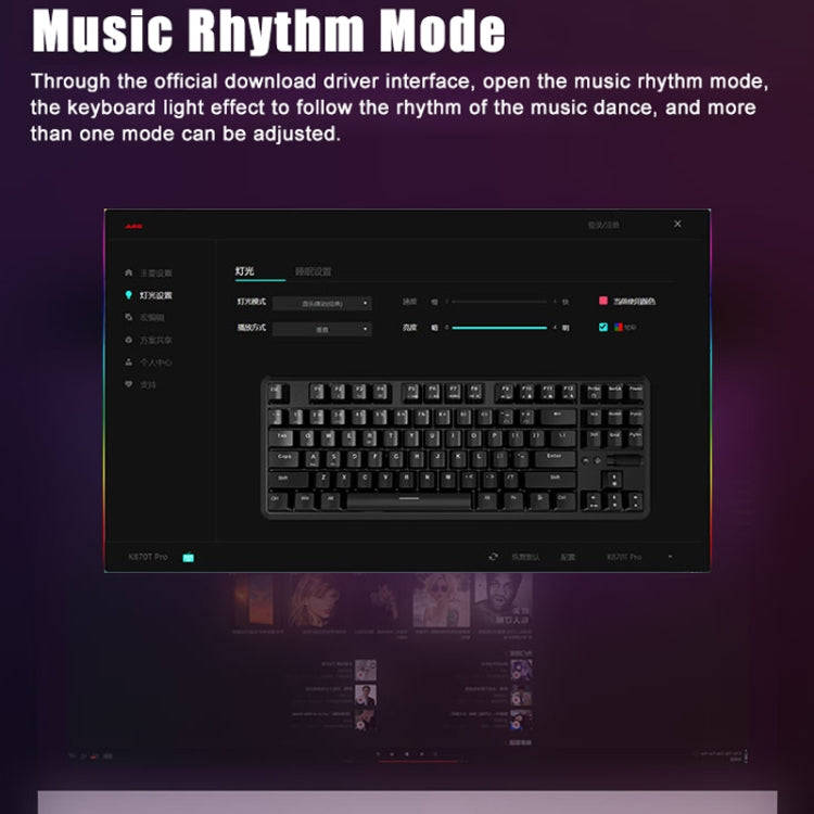 Ajazz K870T Pro 87 Keys Three Mode Wireless/Bluetooth/Wired Pluggable RGB Mechanical Keyboard Gre...