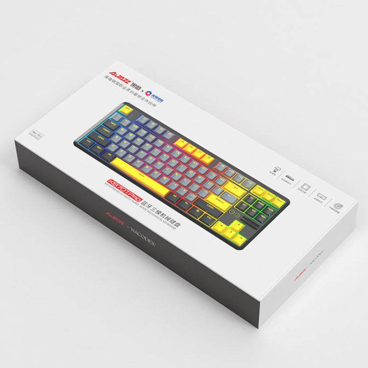 Ajazz K870T Pro 87 Keys Three Mode Wireless/Bluetooth/Wired Pluggable RGB Mechanical Keyboard Gre...