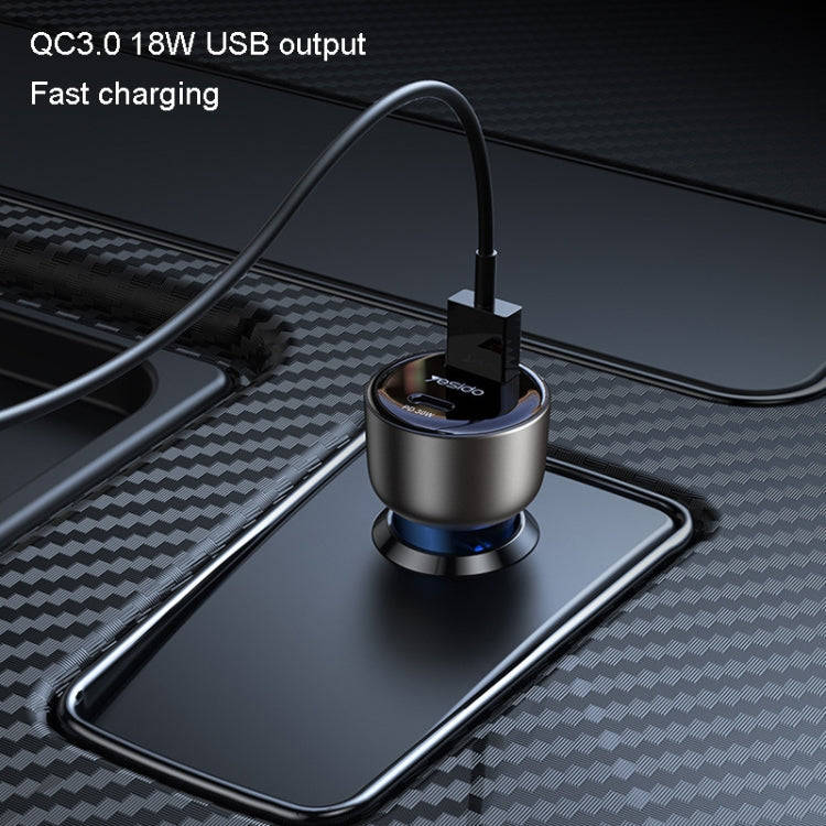 Yesido Y52 48W Dual-channel Fast Charging Zinc Alloy QC3.0 Car Charger(Black)