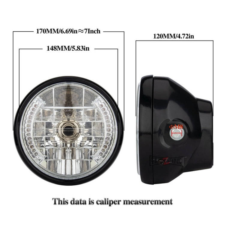 Motorcycle 7 Inch LED Headlamp Angel Ring Steering Function With Bracket(Shock Absorber Diameter ...