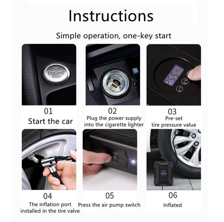 SUITU  ST-818  DC 12V Wired Car Air Pump Tire Inflator With LED Lighting Digital Display Model