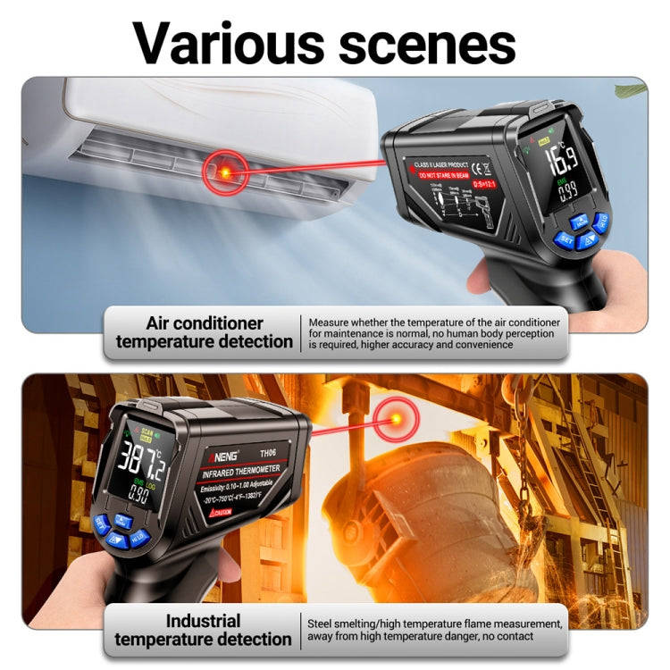 ANENG TH06 Oil Temperature High Precision Thermometer Laser Baking Infrared Water Thermometer(Black)