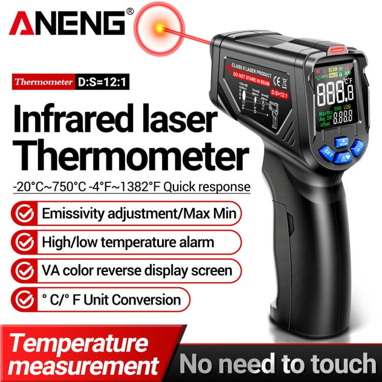 ANENG TH06 Oil Temperature High Precision Thermometer Laser Baking Infrared Water Thermometer(Black)