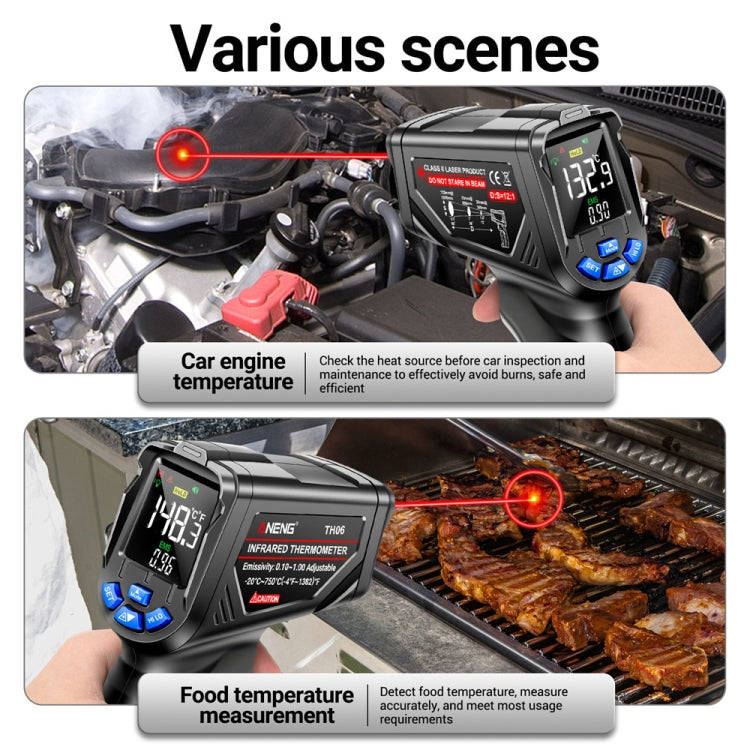 ANENG TH06 Oil Temperature High Precision Thermometer Laser Baking Infrared Water Thermometer(Black)