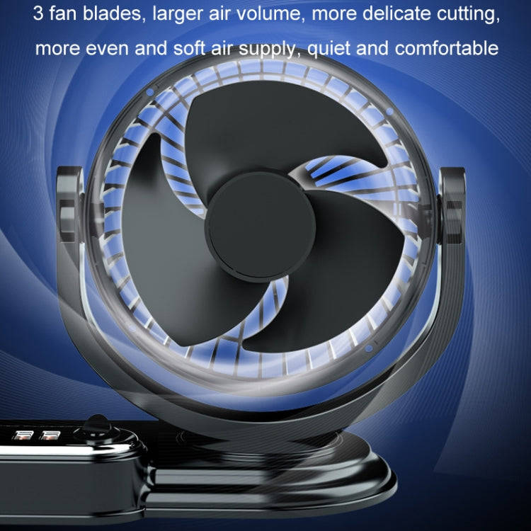 F621U Car Rotatable Turntable Silent Car Double Head Fan, Model: High Allocation 24V Cigarette Li...