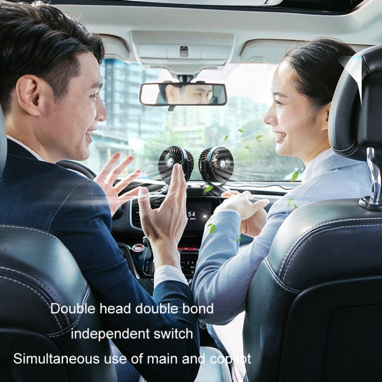 F621U Car Rotatable Turntable Silent Car Double Head Fan, Model: High Allocation 24V Cigarette Li...