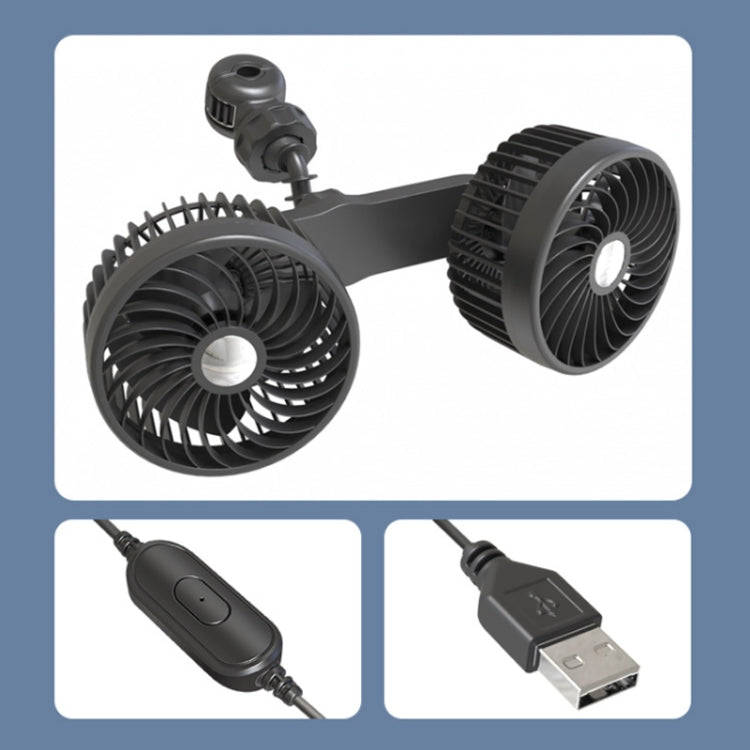 F6207 Car Rear Seat Zip Lock USB Double Head Fan, Model: USB