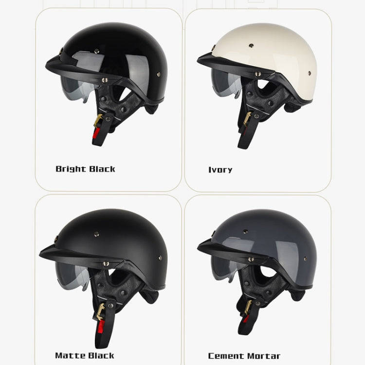 SOMAN Motorcycle Half Helmet Adjustable Helmet With Inner Mirror, Size: XL(White with Transparent...