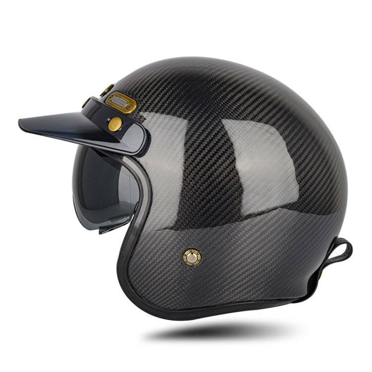 SOMAN Motorcycle Four Seasons Carbon Fiber Half Helmet, Color: Bright Carbon Fiber(L)