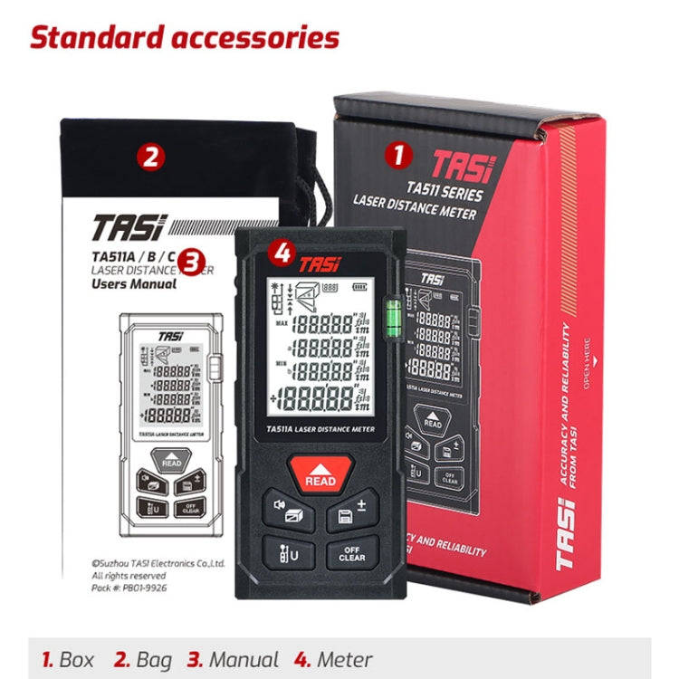 TASI TA511A 50m Laser Handheld Distance Measuring Room Infrared Measuring Instrument