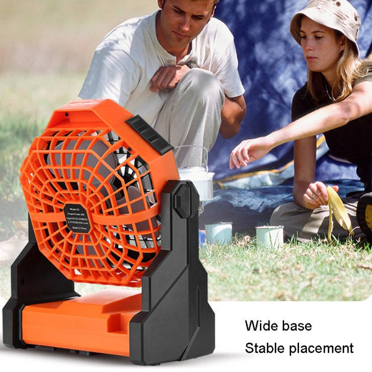 Outdoor Infinitely Variable Speed Portable Large Wind Charging Camping Lighting Fan(Black Green)