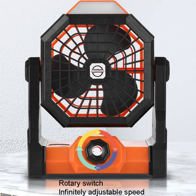 Outdoor Infinitely Variable Speed Portable Large Wind Charging Camping Lighting Fan(Black Green)