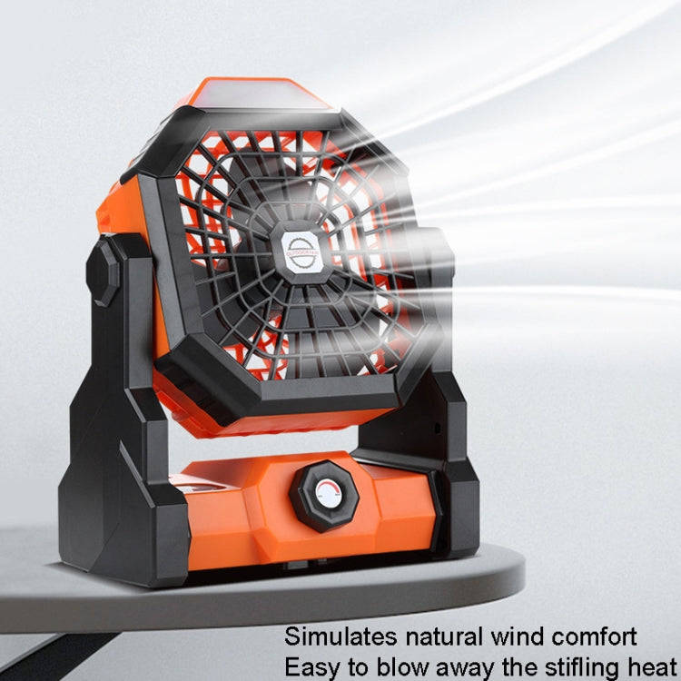 Outdoor Infinitely Variable Speed Portable Large Wind Charging Camping Lighting Fan(Black Green)